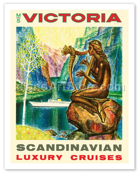 Scandinavian - Mediterranean - West Indies - MS Victoria Luxury Cruises - Incres Line - Vintage Travel Poster