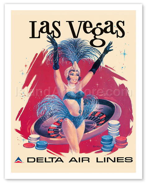 Las Vegas, USA - Vegas Show Girl - Delta Air Lines - Poster by Fred Sweney