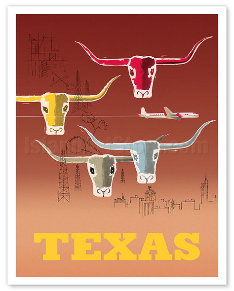 Texas - Longhorns - c. 1954 - Poster by Joseph Charles Parker