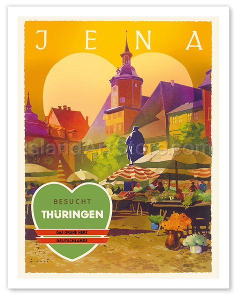 Jena, Germany - Besucht Thüringen (Visit Thuringia) - Das Grüne Herz Deutschlands (The Green Heart) - Poster by Jupp Wiertz