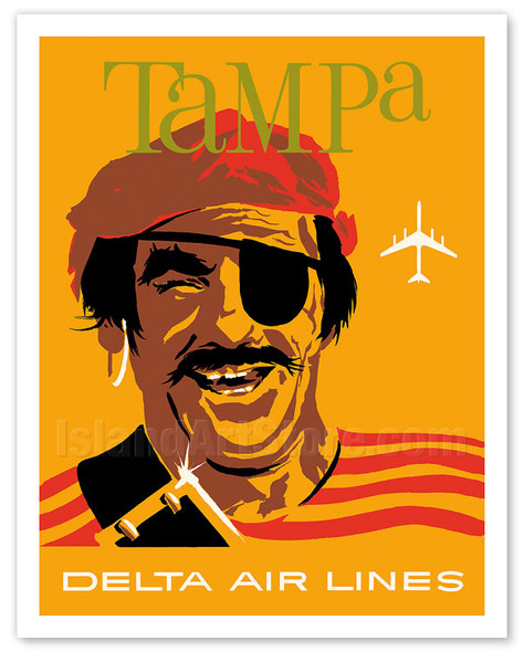 Tampa, Florida - Delta Air Lines - Pirate Buccaneer - Poster by John Hardy