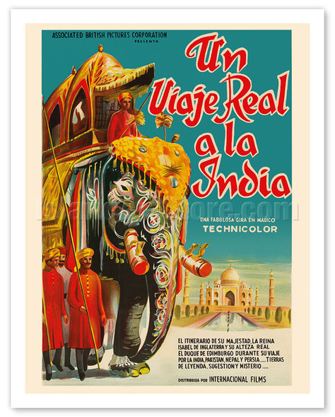 A Real Journey To India - Queen Elizabeth's trip through India, Pakistan, Nepal and Persia - Vintage Movie Film Poster