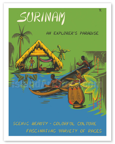 Suriname (Surinam) South America - An Explorer’s Paradise - c. 1955 - Vintage Travel Poster