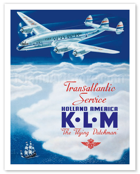 KLM Transatlantic Service - Holland America - KLM Royal Dutch Airlines - Poster by Paulus C. Erkelens