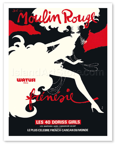 Bal du Moulin Rouge - Paris, France - Watusi Dans Frénésie (in Frenzy) - Les 40 Doriss Girls Cabaret - Poster by René Gruau