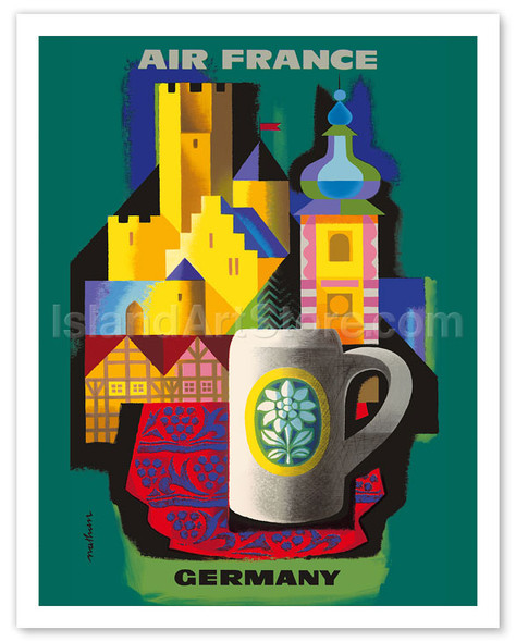 Germany - German Castle and Beer Mug - Poster by Jacques Nathan-Garamond
