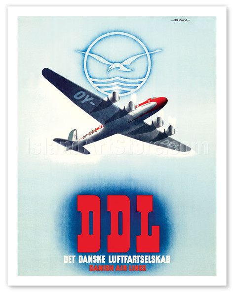 DDL - Danish Air Lines (Det Danske Luftfartselskab) - Poster by Finn Bjørvig