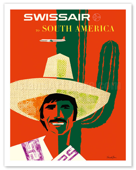 SwissAir to South America - Poster by Donald Brun