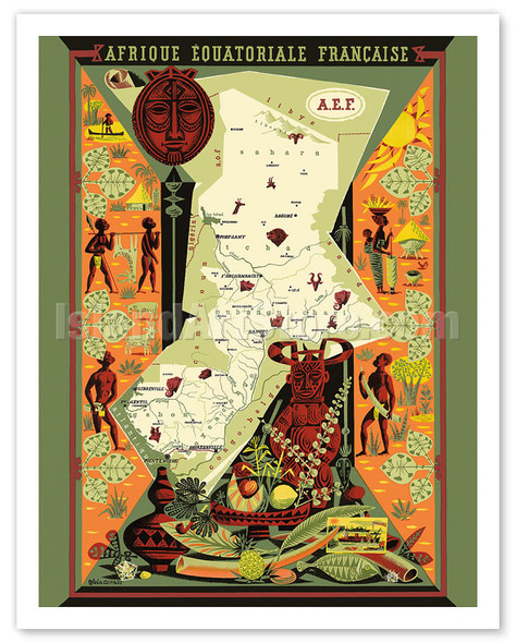 Map of French Cameroun (Cameroons) - A.O.F. Afrique Occidentale