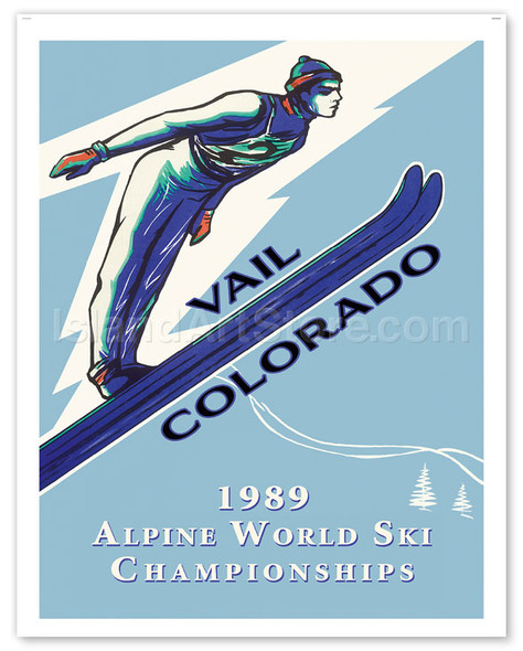 Vail, Colorado, USA - 1989 Alpine World Ski Championships - Ski Jumping - Poster by Leonid Tutrumov