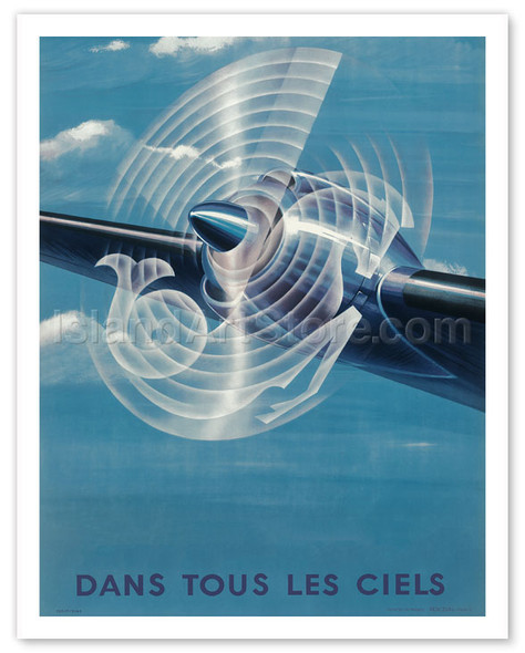 Dans Tous les Ciels (In All the Skies) - Vintage Airline Travel Poster