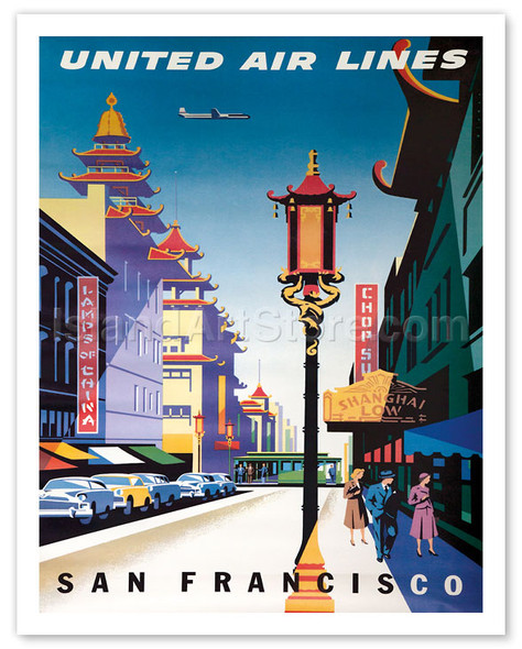 San Francisco, USA - China Town - United Air Lines - Poster by Joseph Binder