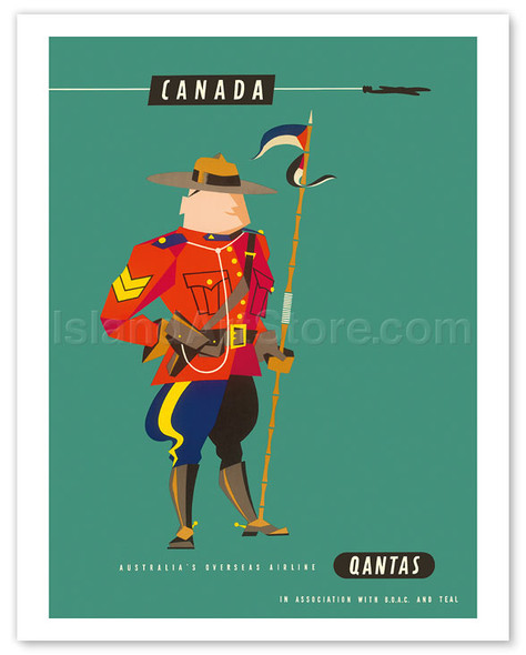 Canada - Royal Canadian Mounted Police (Mountie) - Qantas Empire Airways (QEA) - Poster by Harry Rogers