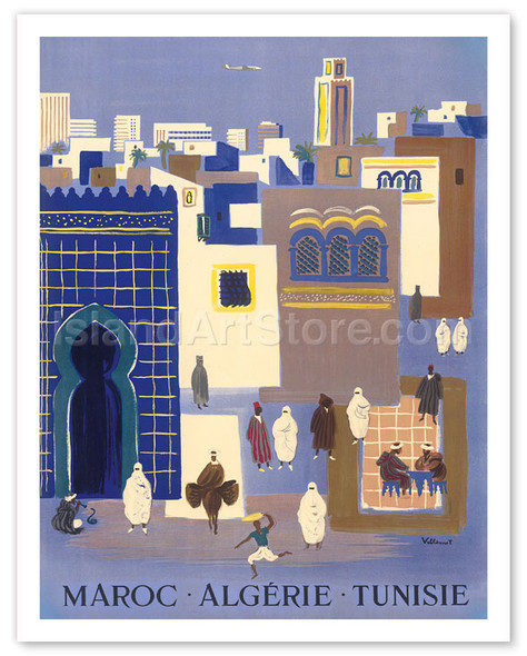 Maroc (Morocco) Algerie (Algeria) Tunisie (Tunisia) - Poster by Bernard Villemot