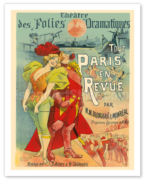All Paris in the Revue - Théâtre des Folies Dramatiques - by M.M. Blondeau & Monréal - Poster by Alfred Choubrac
