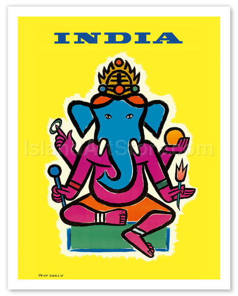 India - Hindu Lord Ganesha (Ganesh) - Poster by Jean Carlu