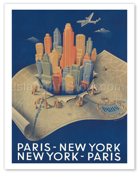 Paris - New York ~ New York - Paris - Poster by Alphonse Dehedin
