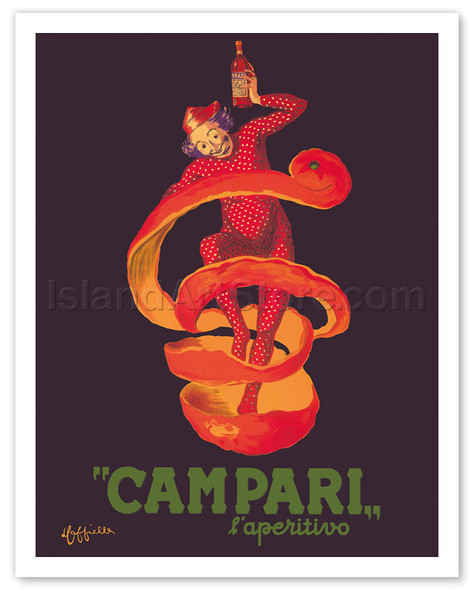 Campari L'Aperitivo (Campari Aperitif) - Clown Wrapped in Orange Peel - Poster by Leonetto Cappiello