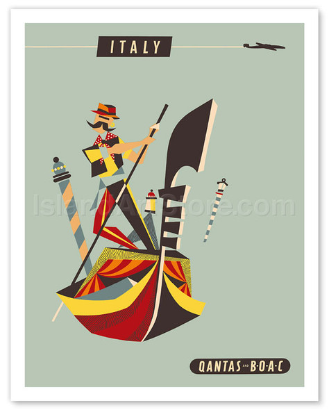 Italy - Qantas and BOAC Airlines - Venice - Gondola - Poster by Harry Rogers
