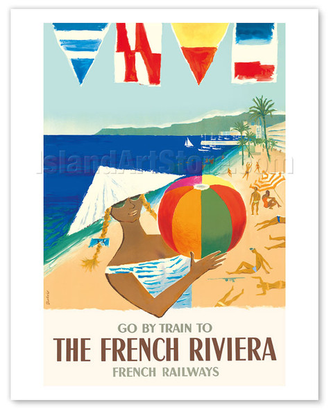 Go by Train to The French Riviera - Côte d'Azur, France - French National Railways - Poster by Jacques Dubois