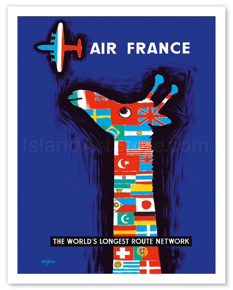 The World's Longest Route Network - Giraffe's Neck from Flags of the World - Poster by Raymond Savignac