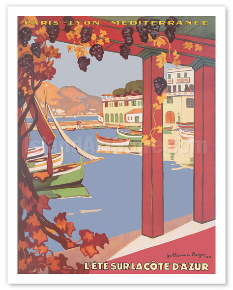 Summer on the French Riviera - Paris-Lyon-Méditerranée (PLM) - c. 1926 - Poster by Guillaume G. Roger