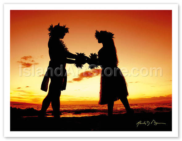 Love Gives Life Within, Hawaiian Hula Dancers at Sunset - Poster by Randy Jay Braun