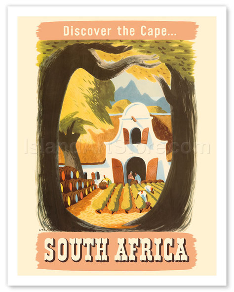 South Africa - Discover the Cape - South African Vineyard and Winery - Cape Town - Poster by Leng Dixon