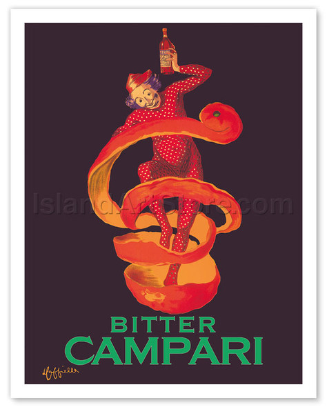 Bitter Campari Aperitif - Clown Wrapped in Orange Peel - Poster by Leonetto Cappiello