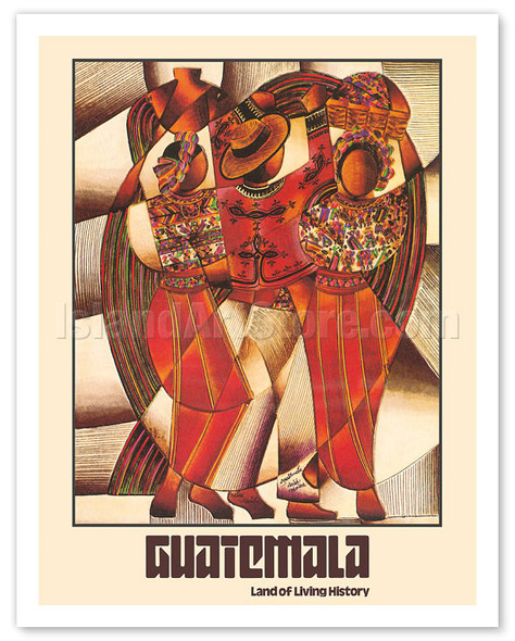 Guatemala - Guatemalan Dancers - Traditional Mayan Tapestry - c. 1970's - Poster by David Ordonez