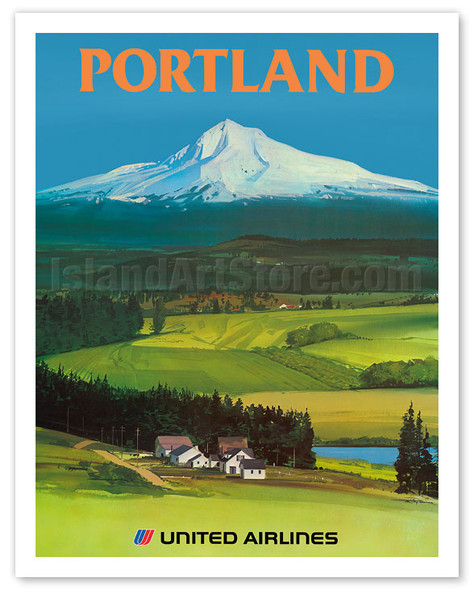Portland, Oregon - United Airlines - Mount Hood - c.1970's - Poster by Tom Hoyne
