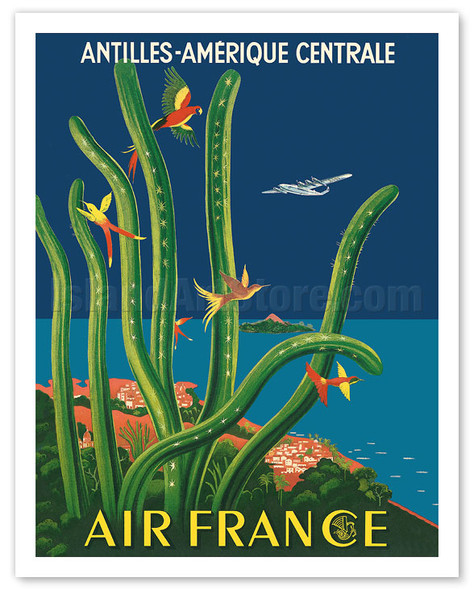 Antilles - Central America (Amérique Centrale) - Lockheed L-1049 - c. 1948 - Poster by Lucien Boucher (Renluc)