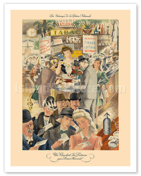 French National Loterie (La Nationale Loterie) - A Lottery Ticket Office (Un Guichet de Loterie) - Poster by Louis Ferrand