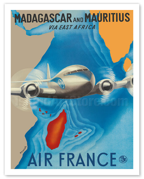 Madagascar - Mauritius - Indian Ocean - via East Africa - c. 1950 - Poster by Lucien Boucher (Renluc)