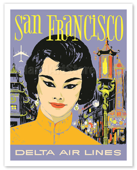 San Francisco - Delta Air Lines - China Town - Chinese Girl - Poster by John Hardy