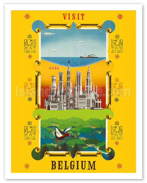 Visit Belgium - The Sea, the City and the Countryside - Poster by Schell