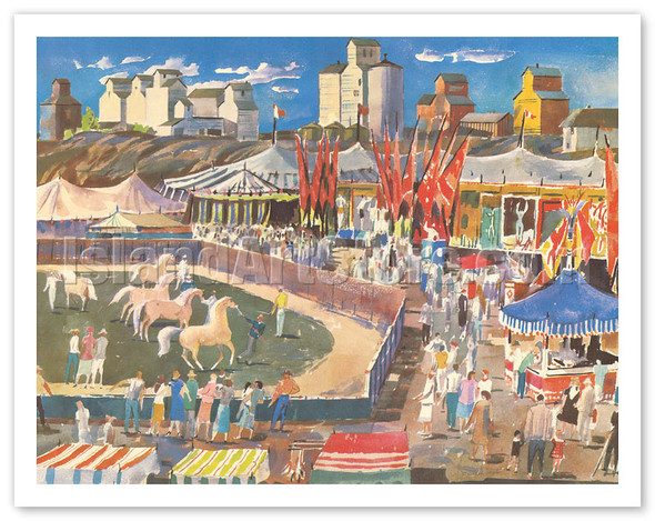 Middle West County Fair - United Air Lines - c. 1950's - Poster by Millard Sheets