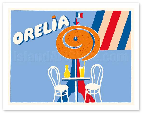 Orelia (Orangina) Beverage - Eiffel Tower, Paris - Orange / Citrus Beverage - Poster by Bernard Villemot