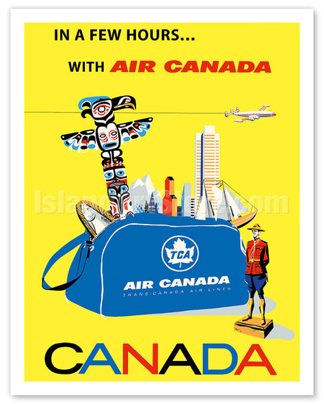 Canada - Air Canada TCA (Trans-Canda Air Lines) - Travel Bag - Totem Pole - Poster by Roberto Floreani