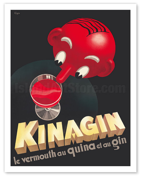 Kinagin - Le Vermouth au Quina et au Gin (Vermouth and Gin with Quinine) - French Liquor - Poster by Eugène Patkevitch
