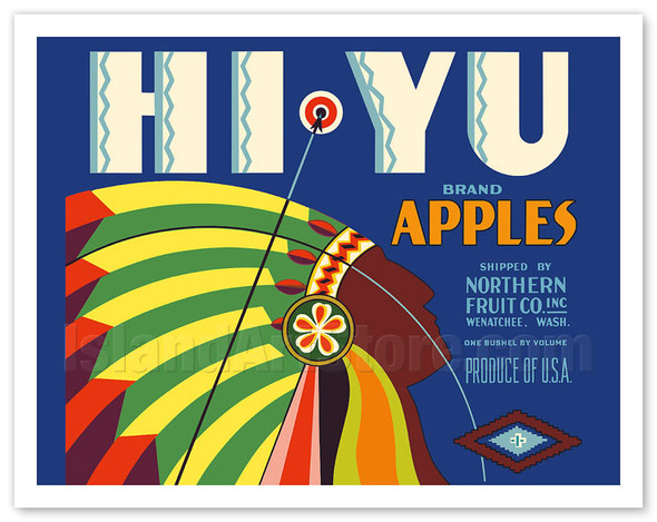 Hiyu Brand Apples - Wenatchee, Washington - Northern Fruit Company - c. 1930's - Vintage Fruit Advertisement