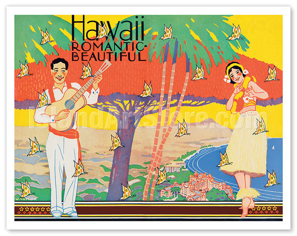 Hawaii Romantic Beautiful - c. 1931 - Poster by William Taylor