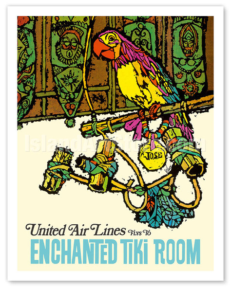 Enchanted Tiki Room - Parrot - United Air Lines - c. 1968 - Poster by James Jebavy