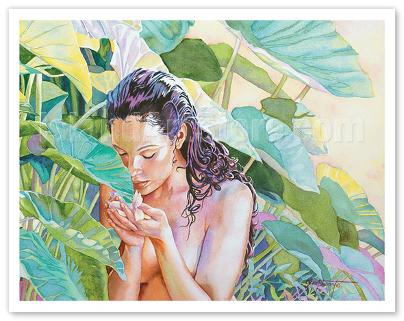 Delicate Fragrance (Ka ‘A‘ala Lālahi) - Hawaiian Woman - Poster by Janet Stewart