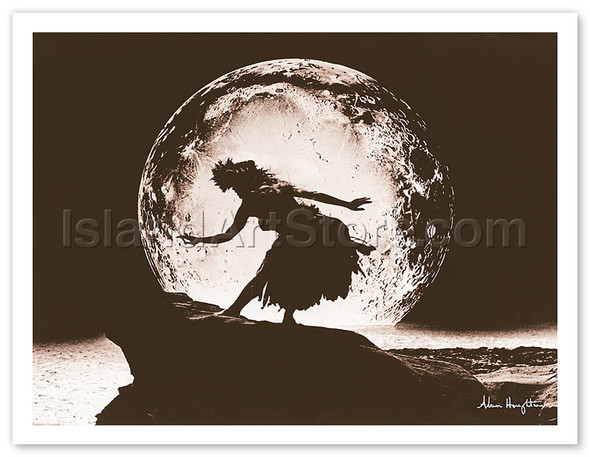Full Moon Hula Dancer - Poster by Alan Houghton