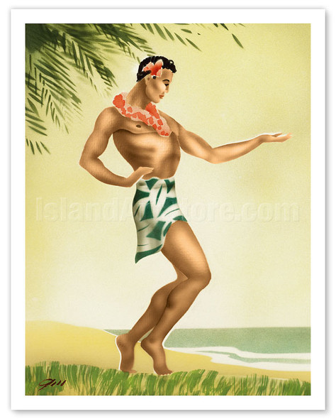 Hawaii Male Hula Dancer - c. 1940's - Poster by Gill