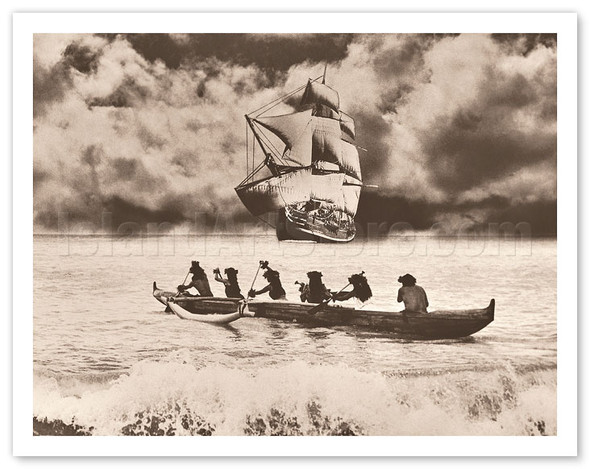 Captain Cook’s Return - Hawaiian Outrigger Canoe (Wa‘a) - c. 1960's - Poster by Alan Houghton
