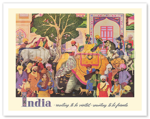 India - Hathi Howdah - American President Lines - c. 1946 - Poster by Albert Jean Camille