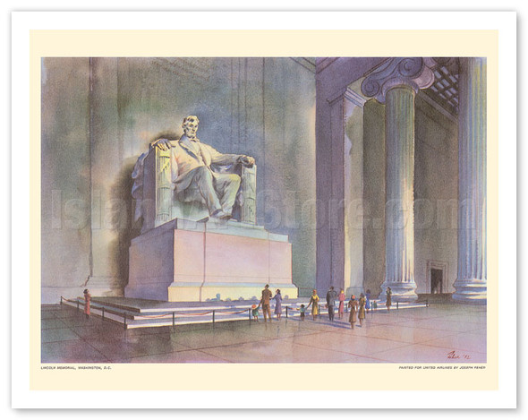 Lincoln Memorial, Washington D.C. - United Air Lines - c. 1952 - Poster by Joseph Fehér