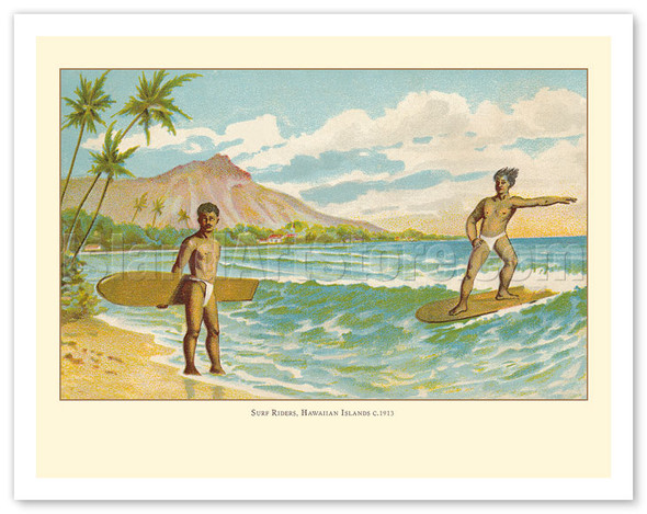 Hawaii Surf Riders - c. 1913 - Vintage Hawaiian Postcard
